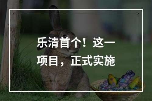 乐清首个！这一项目，正式实施