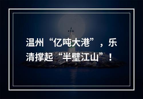 温州“亿吨大港”，乐清撑起“半壁江山”！