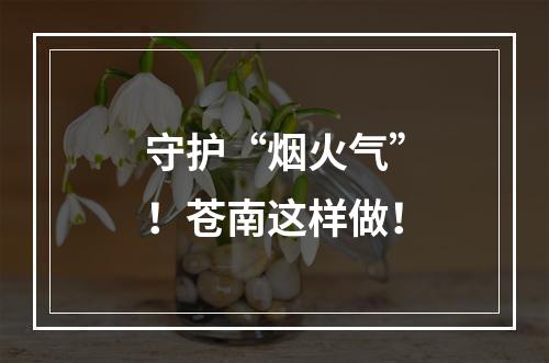 守护“烟火气”！苍南这样做！