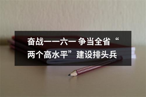 奋战一一六一 争当全省“两个高水平”建设排头兵
