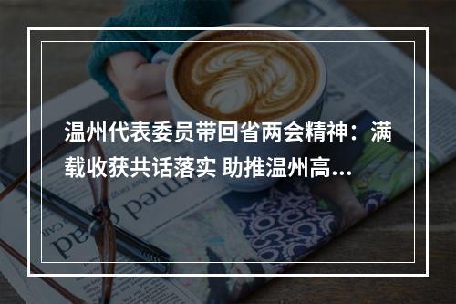 温州代表委员带回省两会精神：满载收获共话落实 助推温州高质量发展