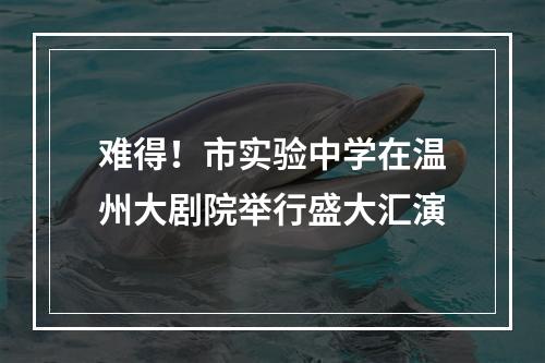 难得！市实验中学在温州大剧院举行盛大汇演