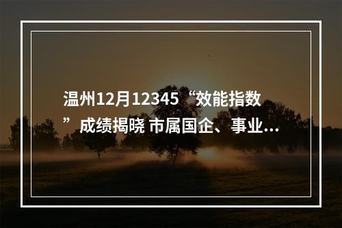 温州12月12345“效能指数”成绩揭晓 市属国企、事业及服务行业成绩较好
