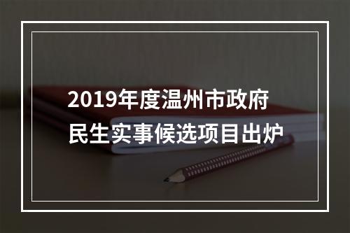 2019年度温州市政府民生实事候选项目出炉