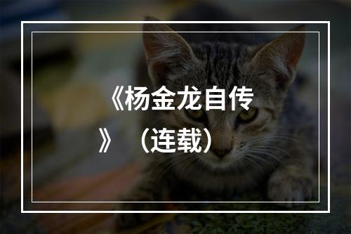 《杨金龙自传》（连载）