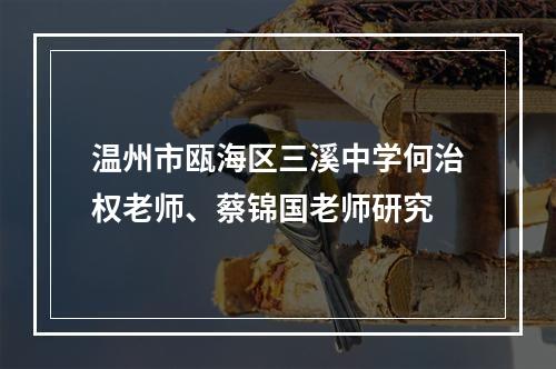 温州市瓯海区三溪中学何治权老师、蔡锦国老师研究