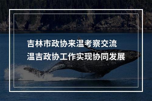 吉林市政协来温考察交流 温吉政协工作实现协同发展
