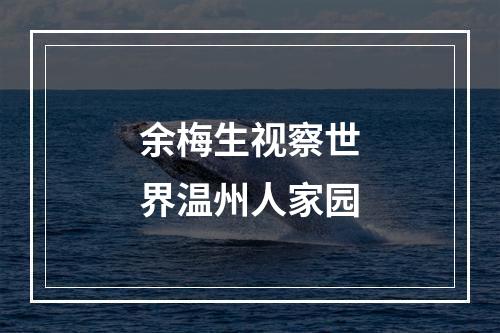 余梅生视察世界温州人家园