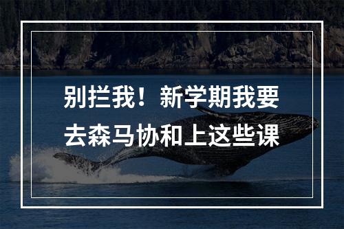 别拦我！新学期我要去森马协和上这些课