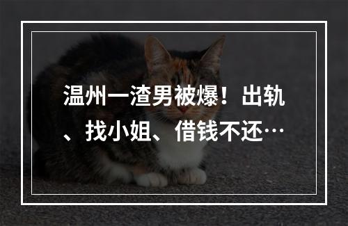温州一渣男被爆！出轨、找小姐、借钱不还…