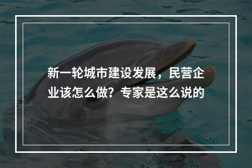 新一轮城市建设发展，民营企业该怎么做？专家是这么说的