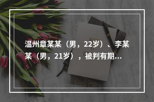 温州章某某（男，22岁）、李某某（男，21岁），被判有期徒刑