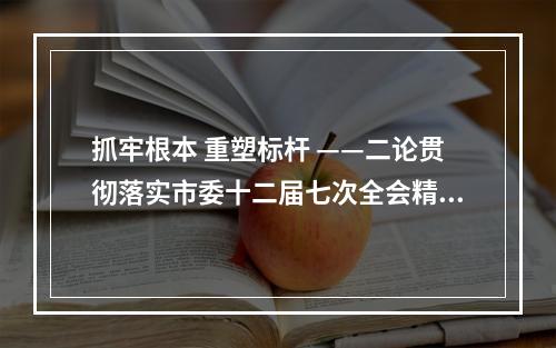 抓牢根本 重塑标杆 ——二论贯彻落实市委十二届七次全会精神