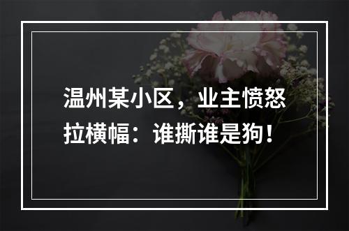 温州某小区，业主愤怒拉横幅：谁撕谁是狗！