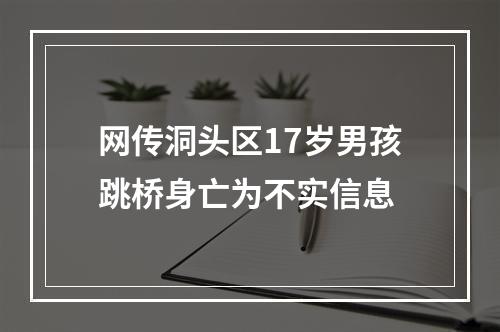 网传洞头区17岁男孩跳桥身亡为不实信息