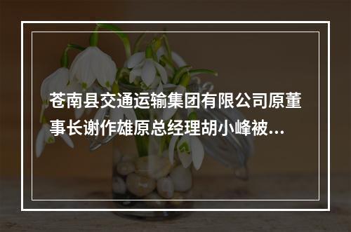 苍南县交通运输集团有限公司原董事长谢作雄原总经理胡小峰被开除党籍和公职