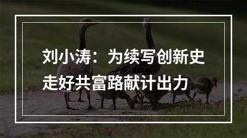 刘小涛：为续写创新史走好共富路献计出力