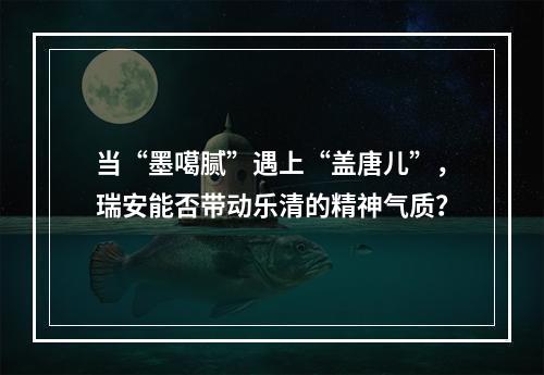当“墨噶腻”遇上“盖唐儿”，瑞安能否带动乐清的精神气质？