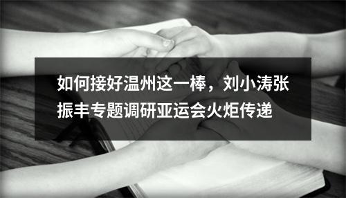 如何接好温州这一棒，刘小涛张振丰专题调研亚运会火炬传递