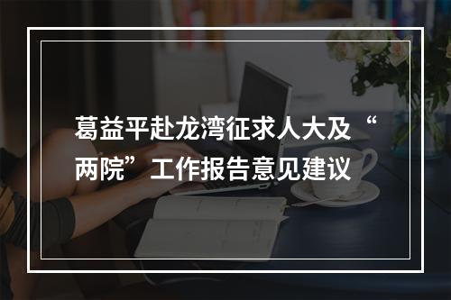 葛益平赴龙湾征求人大及“两院”工作报告意见建议