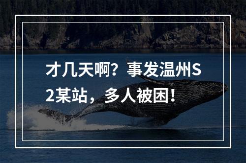 才几天啊？事发温州S2某站，多人被困！