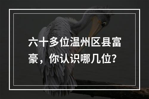 六十多位温州区县富豪，你认识哪几位？