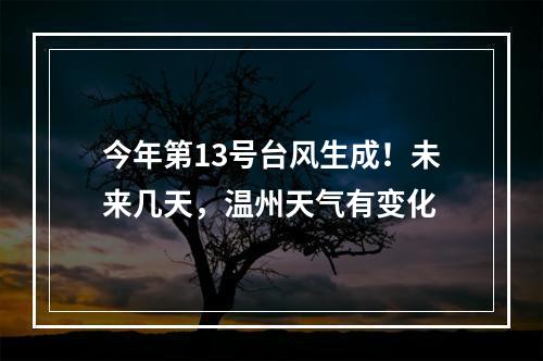 今年第13号台风生成！未来几天，温州天气有变化