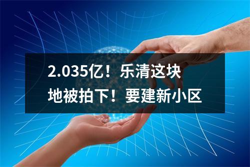 2.035亿！乐清这块地被拍下！要建新小区