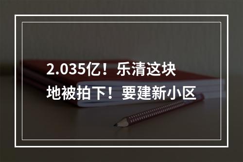2.035亿！乐清这块地被拍下！要建新小区