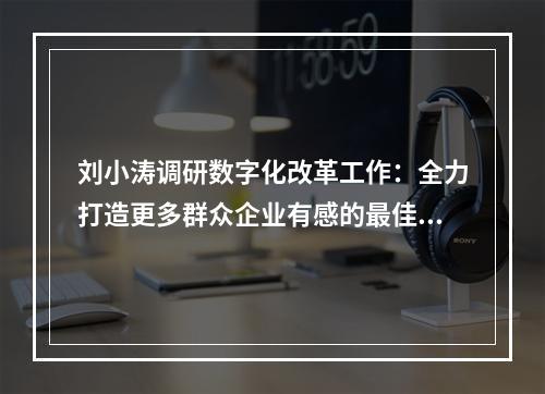 刘小涛调研数字化改革工作：全力打造更多群众企业有感的最佳应用