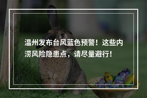 温州发布台风蓝色预警！这些内涝风险隐患点，请尽量避行！