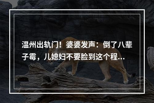 温州出轨门！婆婆发声：倒了八辈子霉，儿媳妇不要脸到这个程度