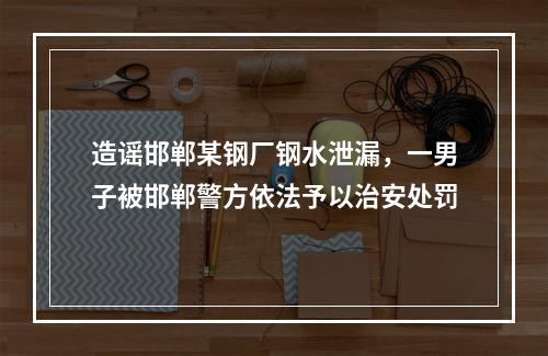 造谣邯郸某钢厂钢水泄漏，一男子被邯郸警方依法予以治安处罚