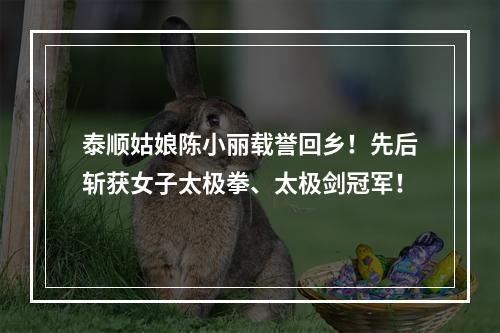 泰顺姑娘陈小丽载誉回乡！先后斩获女子太极拳、太极剑冠军！