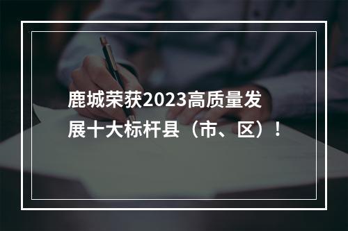 鹿城荣获2023高质量发展十大标杆县（市、区）!
