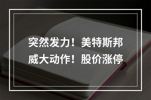 突然发力！美特斯邦威大动作！股价涨停