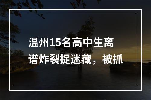 温州15名高中生离谱炸裂捉迷藏，被抓