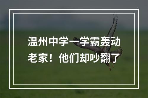 温州中学一学霸轰动老家！他们却吵翻了