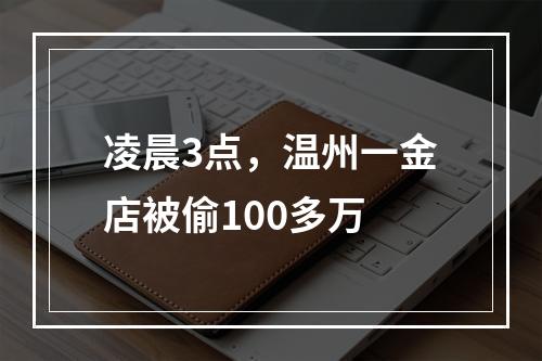 凌晨3点，温州一金店被偷100多万