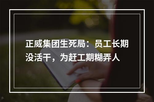 正威集团生死局：员工长期没活干，为赶工期糊弄人