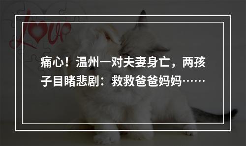 痛心！温州一对夫妻身亡，两孩子目睹悲剧：救救爸爸妈妈……