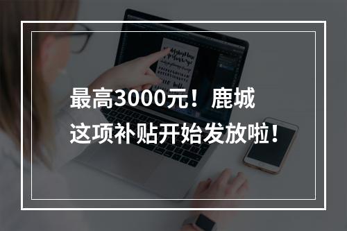 最高3000元！鹿城这项补贴开始发放啦！