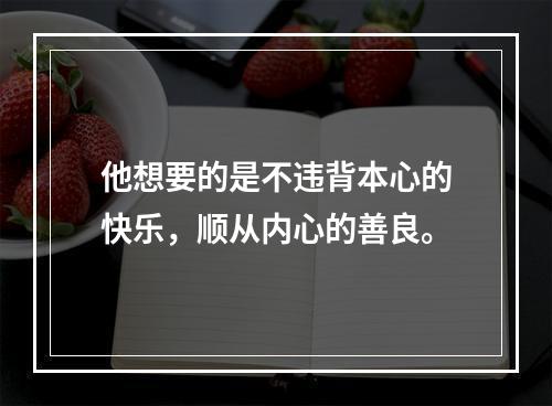 他想要的是不违背本心的快乐，顺从内心的善良。