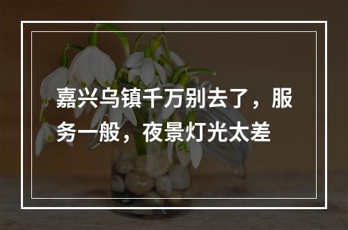 嘉兴乌镇千万别去了，服务一般，夜景灯光太差