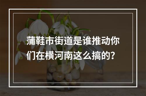 蒲鞋市街道是谁推动你们在横河南这么搞的？