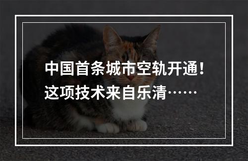 中国首条城市空轨开通！这项技术来自乐清……