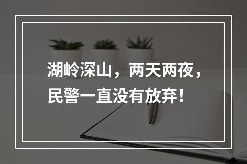 湖岭深山，两天两夜，民警一直没有放弃！