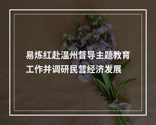 易炼红赴温州督导主题教育工作并调研民营经济发展