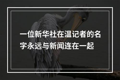 一位新华社在温记者的名字永远与新闻连在一起