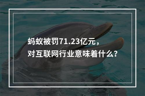 蚂蚁被罚71.23亿元，对互联网行业意味着什么？